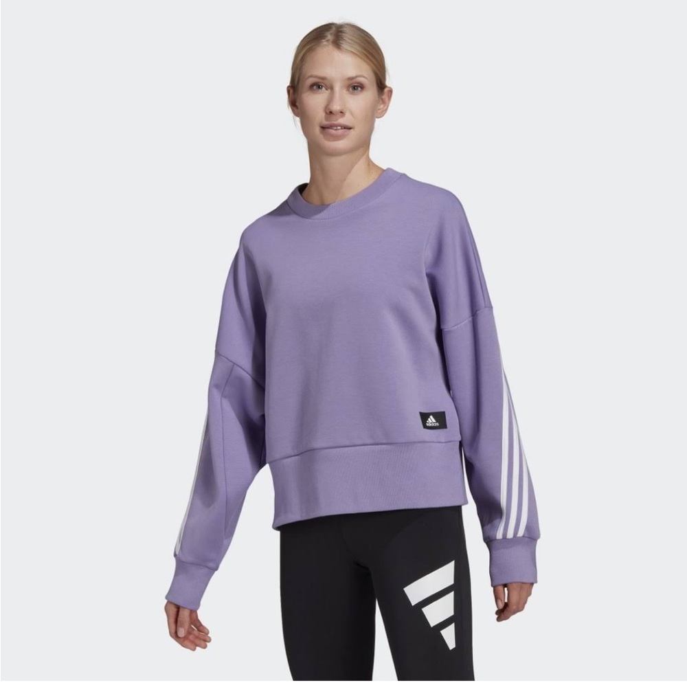 NEW Adidas Future Icons 3-Stripes Sweatshirt in Lilac, Size L